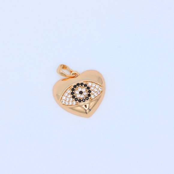 "Heart Evil Eye Rose Gold Pendant with Crystals, XPPT1582 - Picture 10 of 13